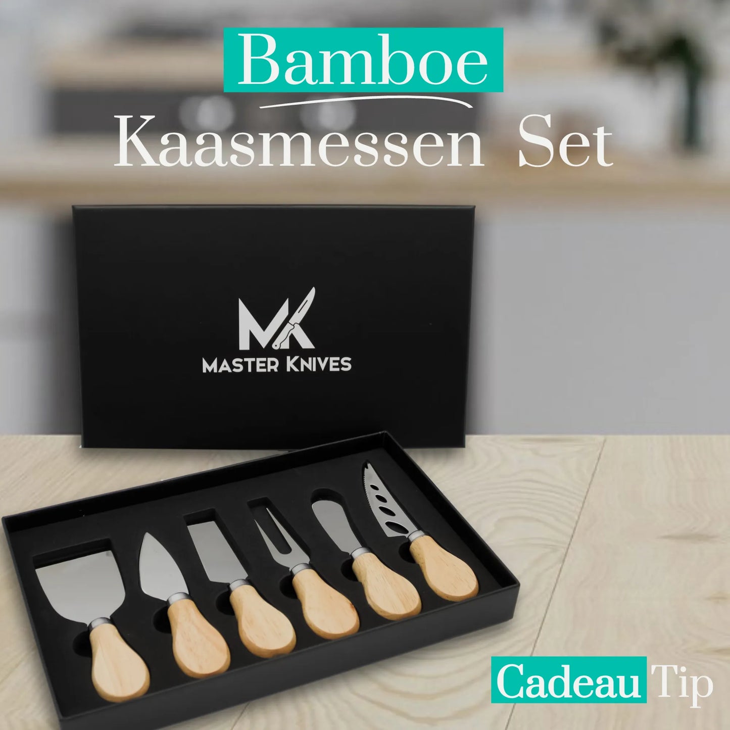 Master Knives Kaasmessen Set van Bamboe Hout