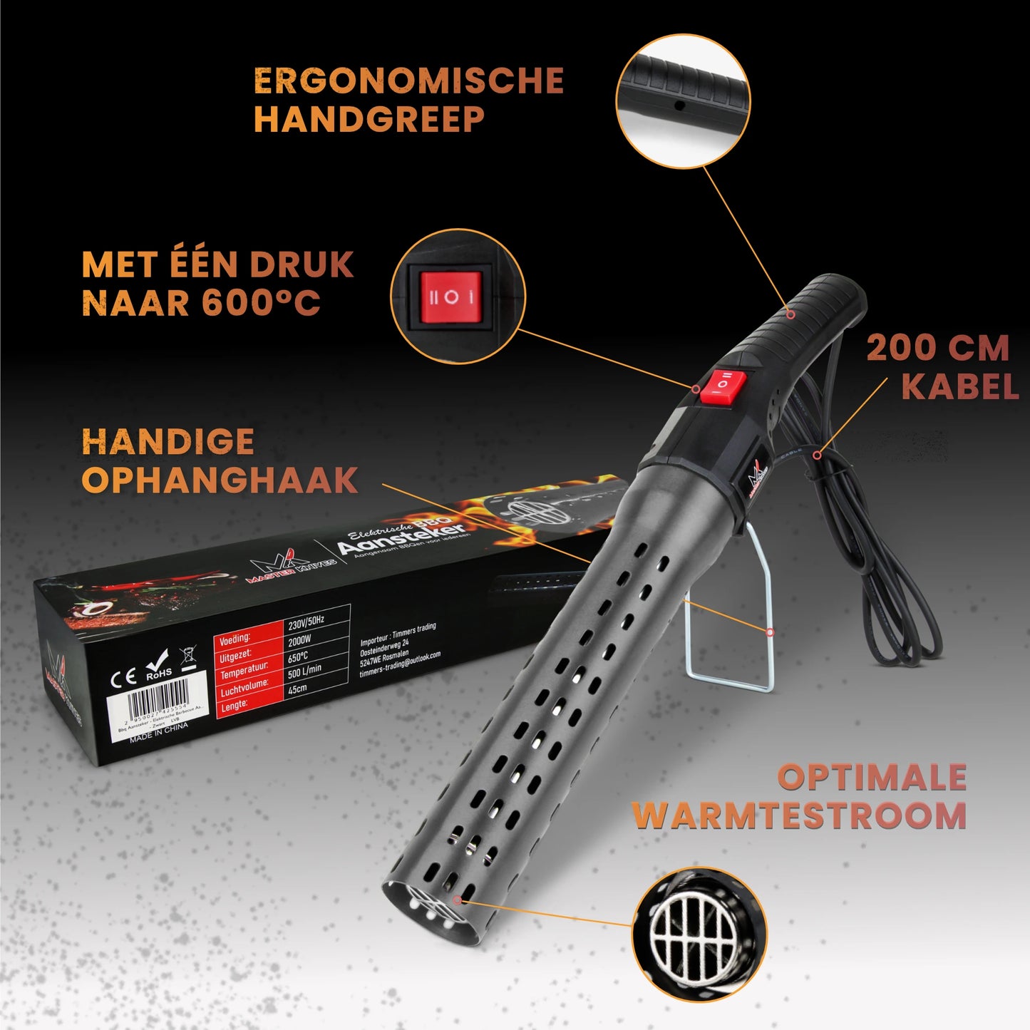 Master Knives Elektrische BBQ Aansteker/Starter Grijs