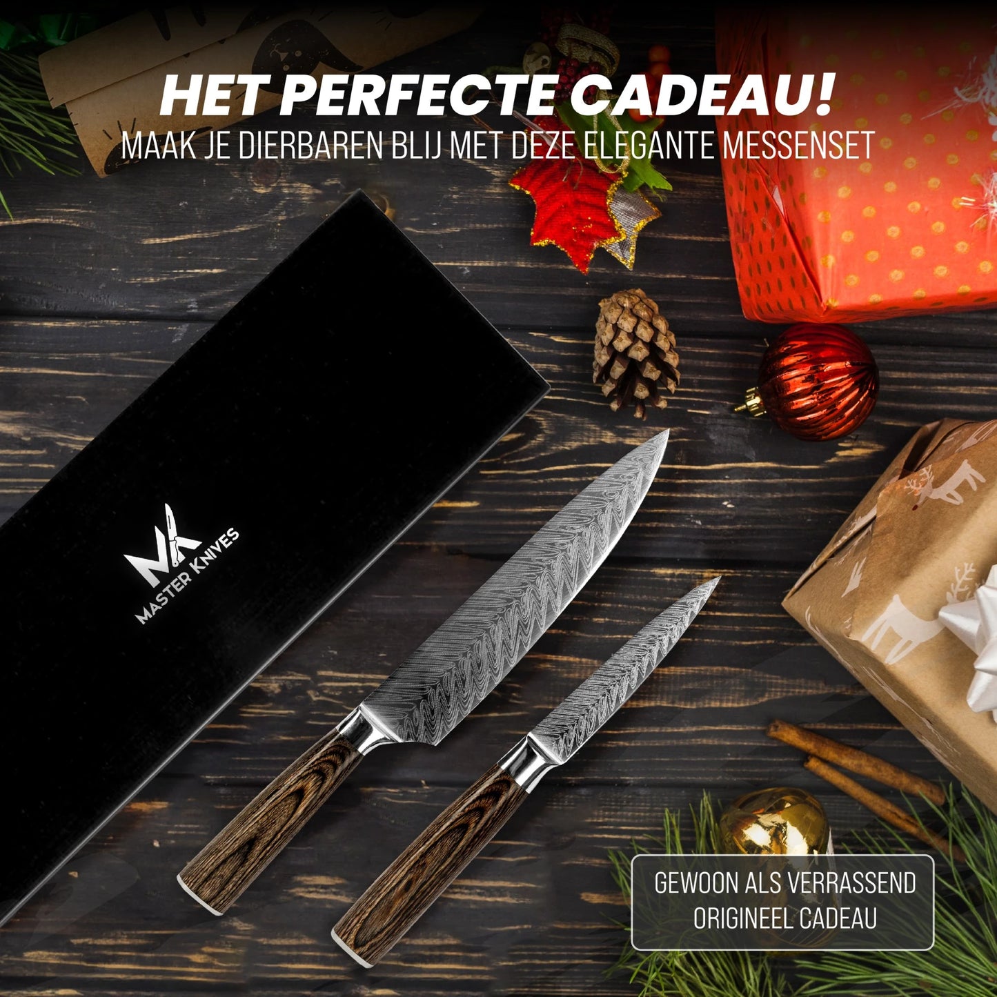 Master Knives Professioneel Koksmessen set 4 delig bruin