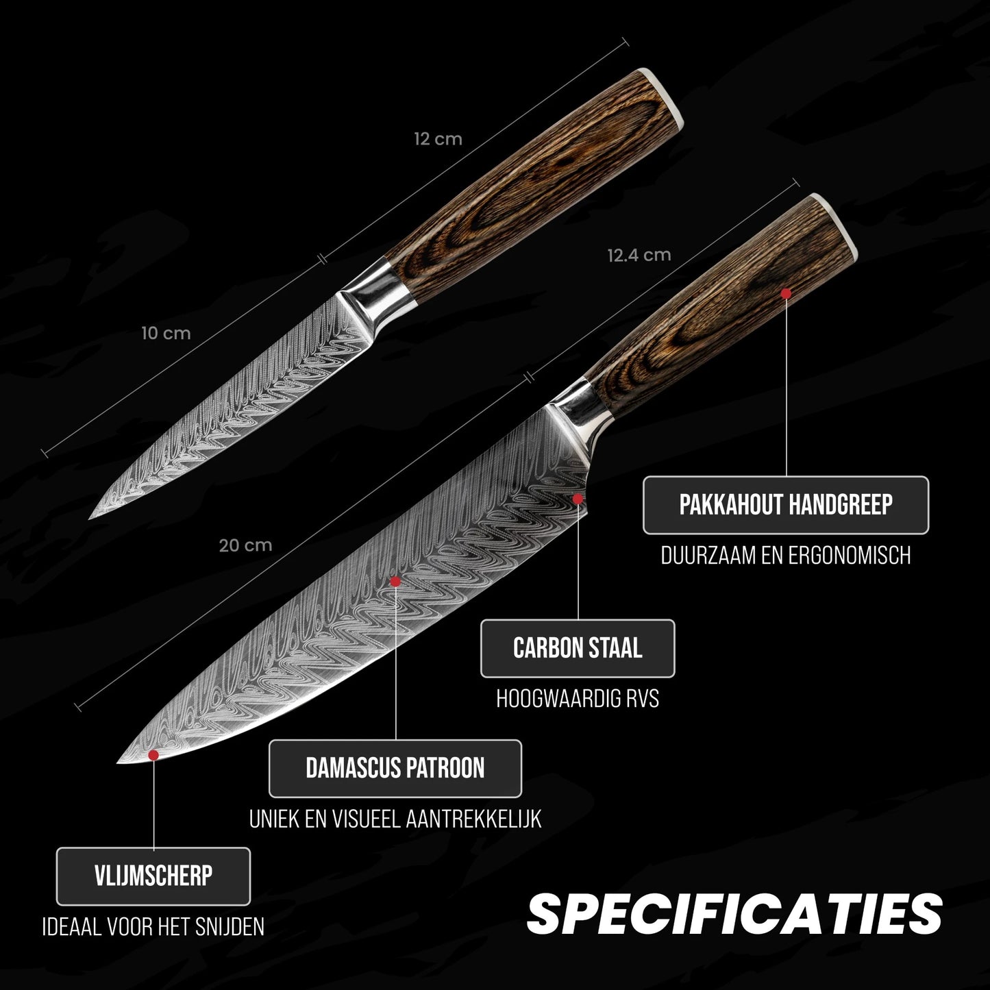 Master Knives Professioneel Koksmessen set 4 delig bruin