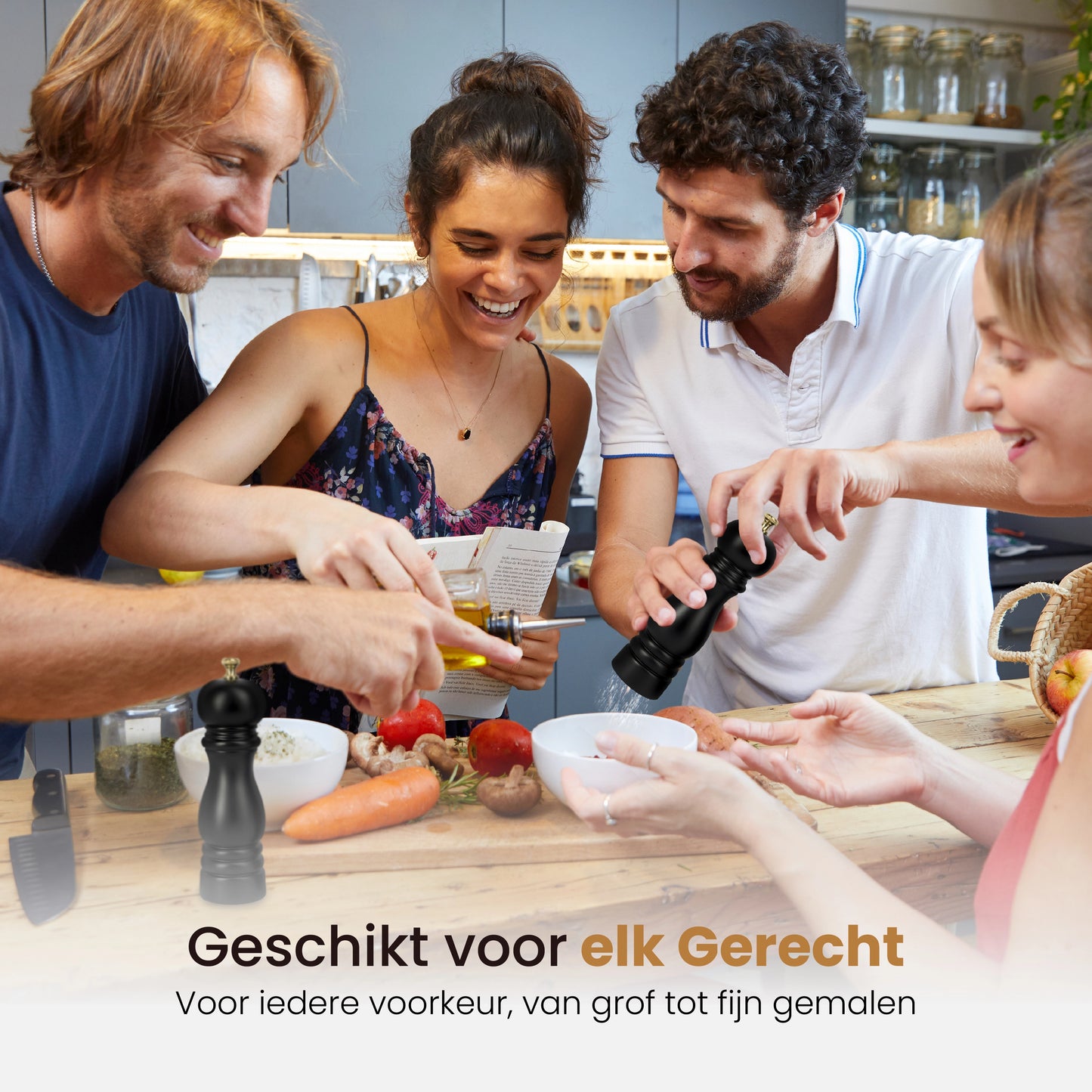 Peper en Zoutmolen set Acacia Hout 22CM Zwart