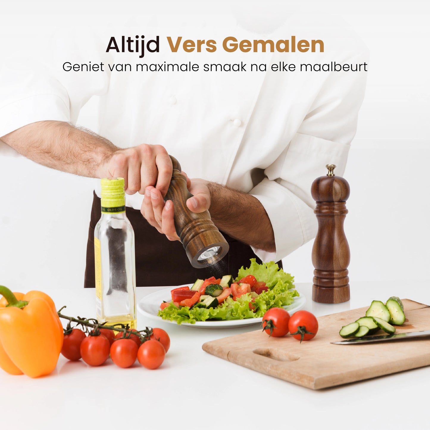 Peper en Zoutmolen set Acacia Hout 22CM