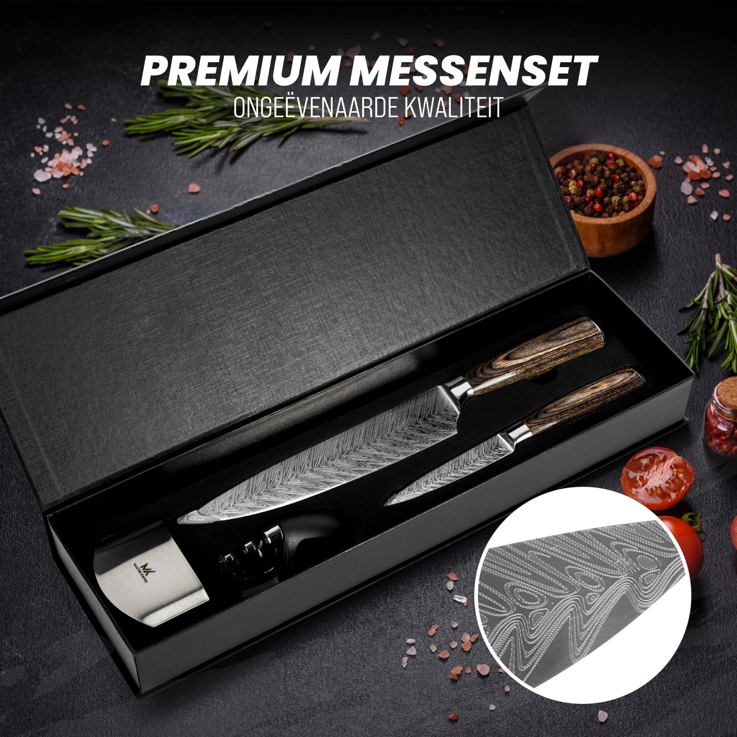 Master Knives Professioneel Koksmessen set 4 delig bruin