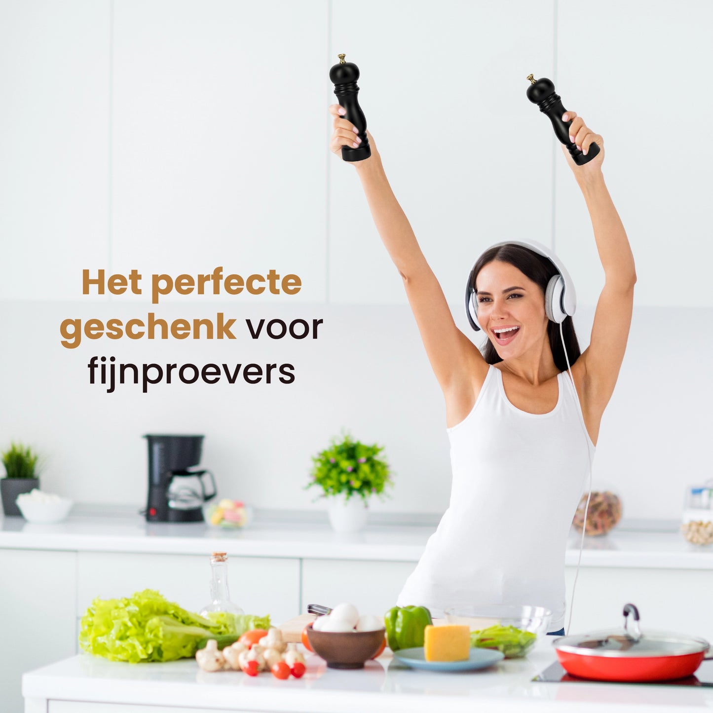 Peper en Zoutmolen set Acacia Hout 22CM Zwart