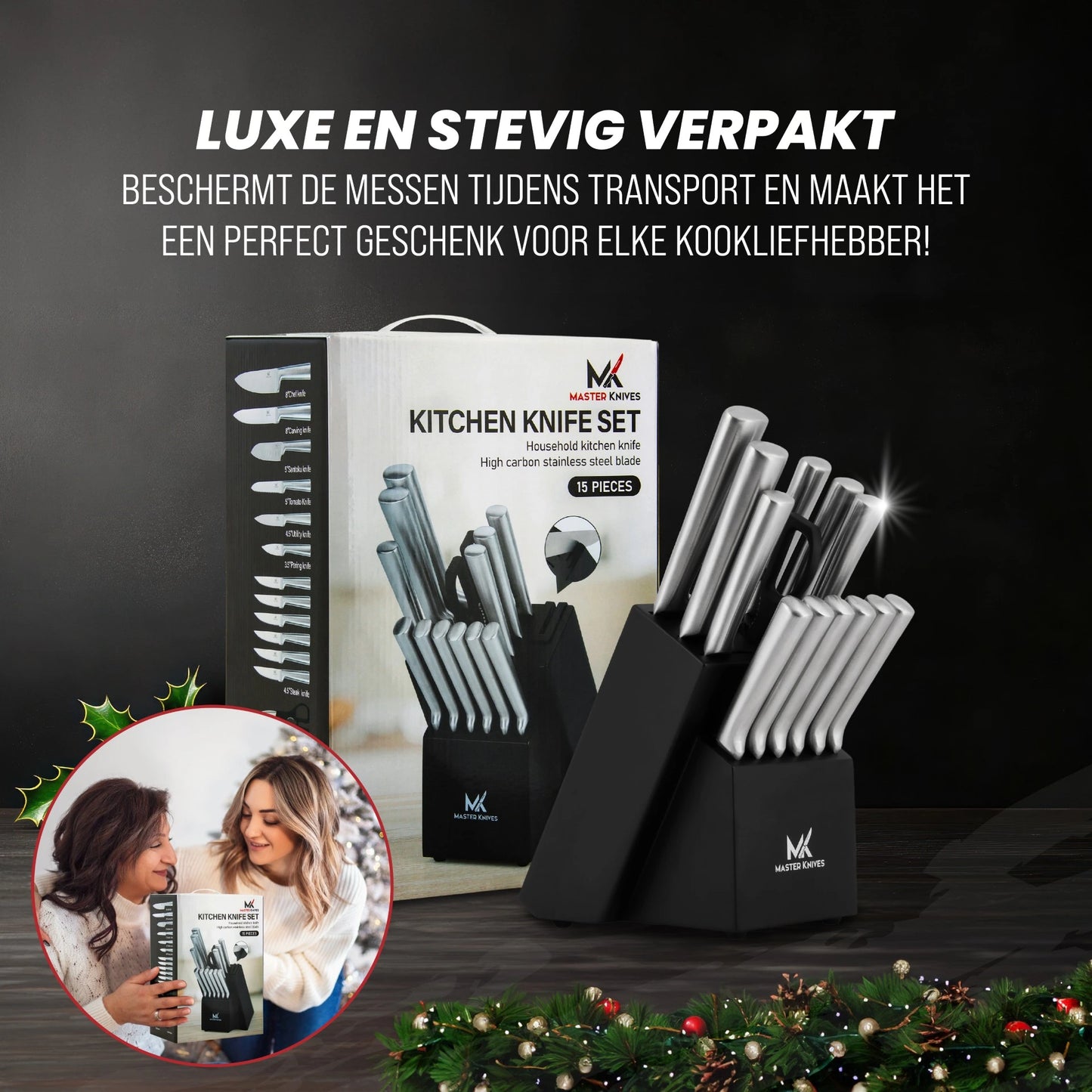 Master knives messenset met blok 15 delig