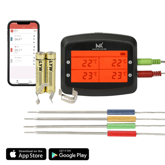 Master Knives Digitale BBQ Thermometer Met 4 Meetsondes