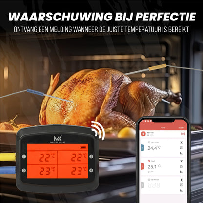 Master Knives Digitale BBQ Thermometer Met 4 Meetsondes