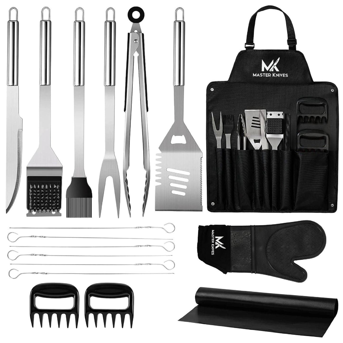 17 Delige BBQ Accessoires en Gereedschap Set gemaakt van RVS