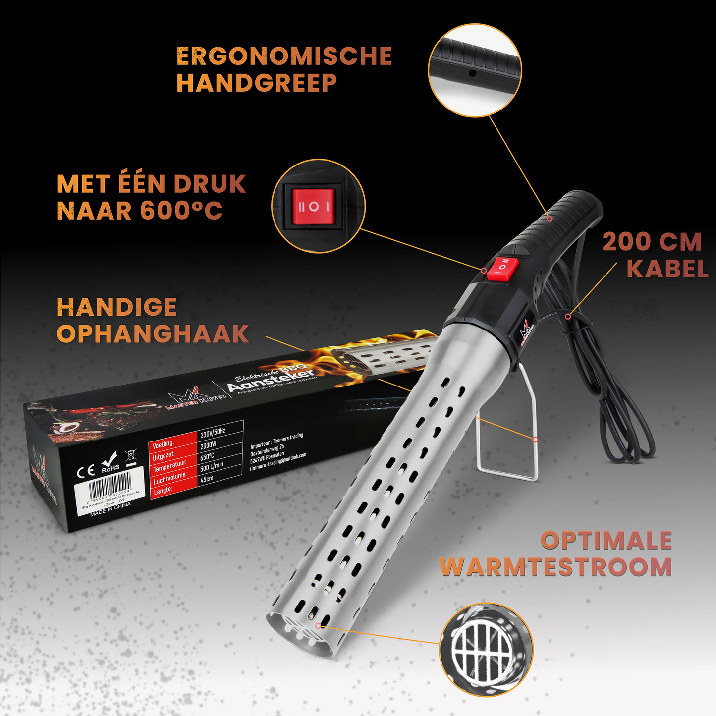Master Knives Elektrische BBQ Aansteker/Starter Zilver