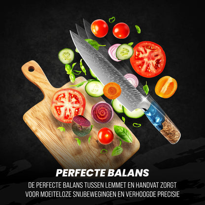 Master Knives Professioneel Koksmes Rozenhout Epoxy Blauw 20CM