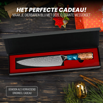 Master Knives Professioneel Koksmes Rozenhout Epoxy Blauw 20CM