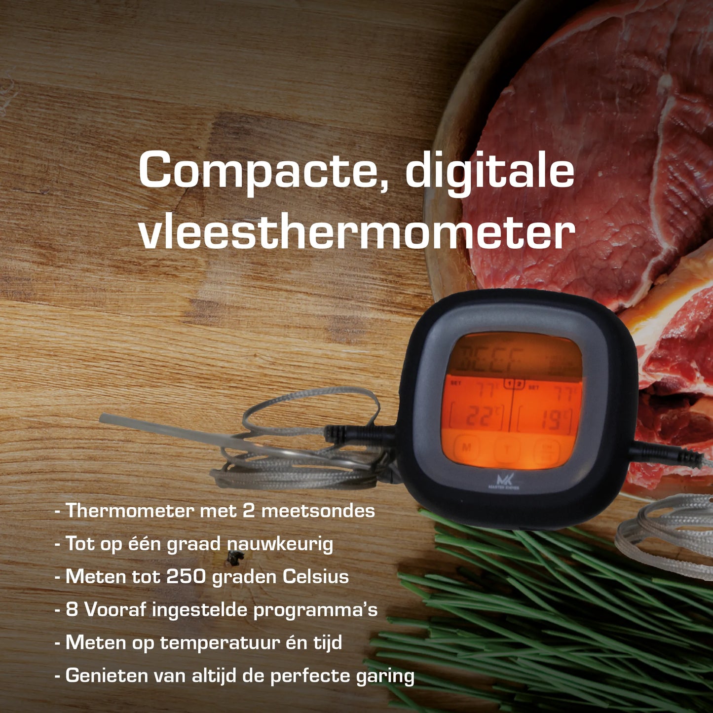 Master Knives Digitale BBQ Thermometer Met 2 Meetsondes