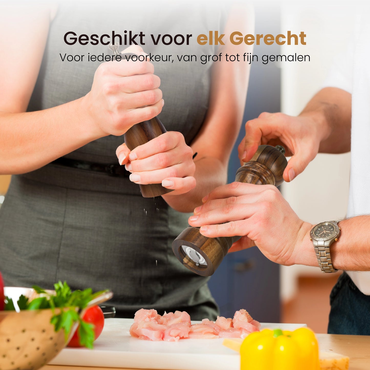 Peper en Zoutmolen set Acacia Hout 22CM