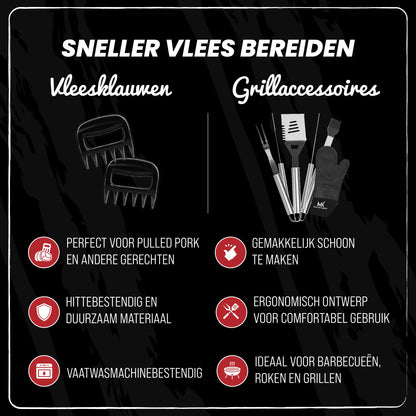 42 Delige BBQ Accessoires en Gereedschap Set gemaakt van RVS