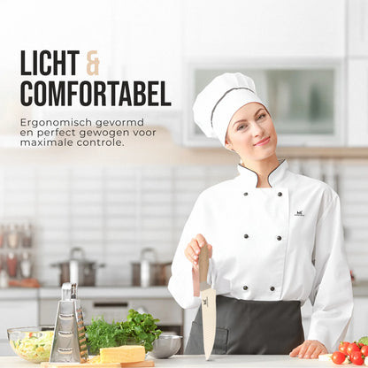 Master knives 6 -delige messenset met blok - carbon staal - olijfhout look