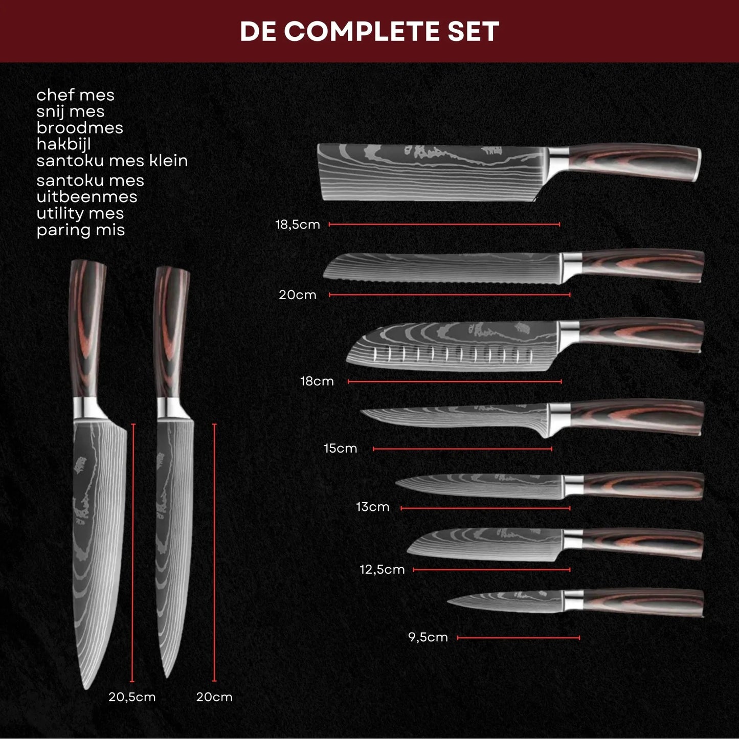 Master Knives 10 Delige Professionele Koksmessen set